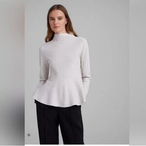 CLUB MONACO MILANO PEPLUM SWEATER OAT COLOR MEDIUM